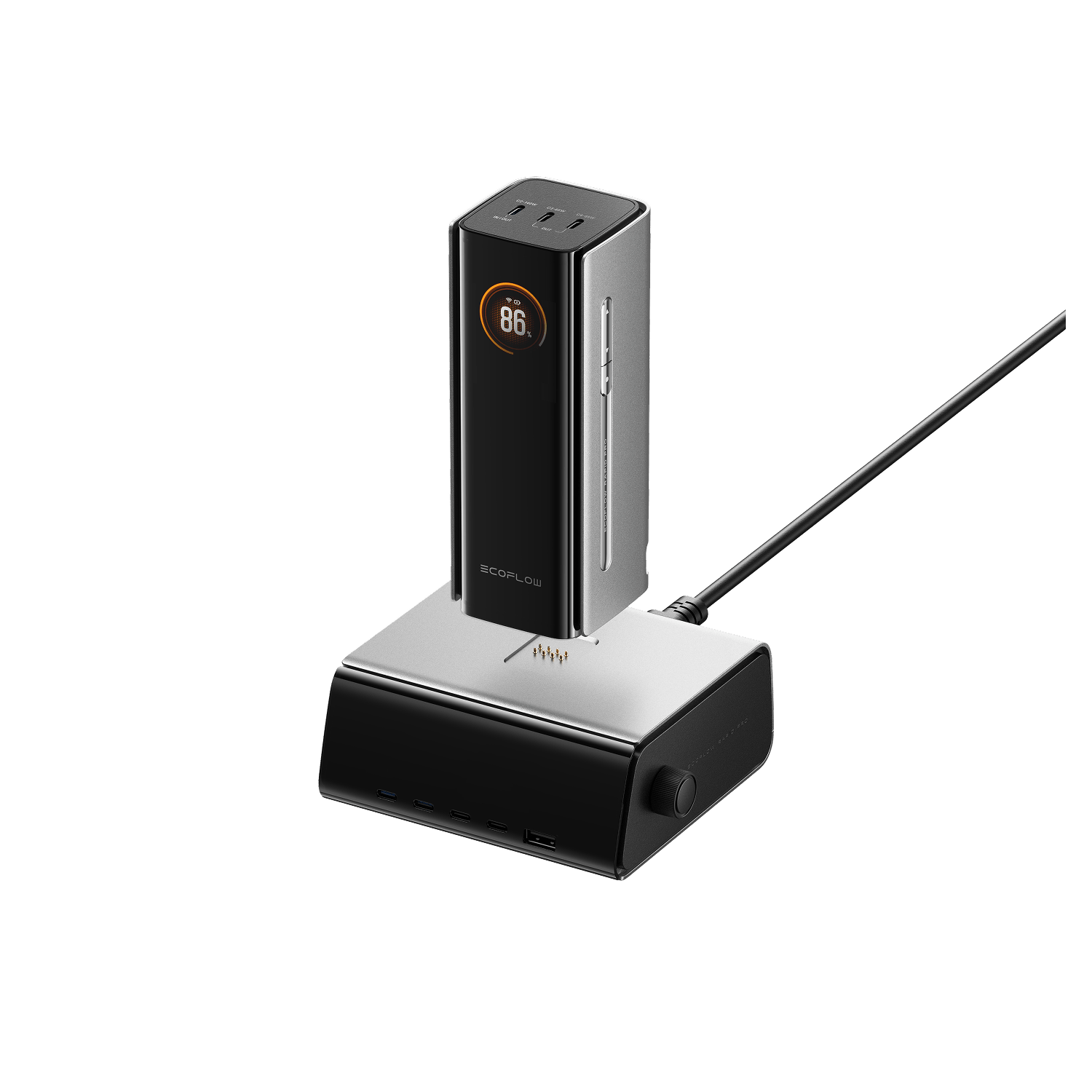 Load image into Gallery viewer, EcoFlow Rapid Pro 20k EcoFlow RAPID Pro Power Bank (20,000mAh, 230W, 100W Built-in Cable)+ Ecoflow RAPID Pro Desktop Charger (320W, 5 Ports, GaN) EcoFlow RAPID Pro Power Bank(20,000mAh, 230W, 100W Built-in Cable)