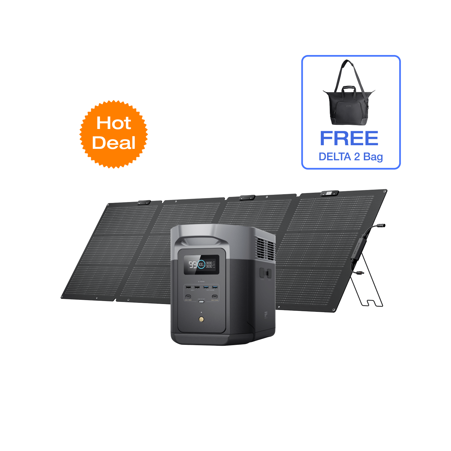 Load image into Gallery viewer, EcoFlow US Standalone DELTA 2 + 220W Solar Panel + Free Bag EcoFlow DELTA 2 Portable Power Station