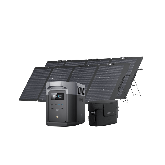 EcoFlow US EcoFlow DELTA 2 Max + 220W Portable Solar Panel + Free Bag EcoFlow DELTA 2 Max + 2 X 220W Portable Solar Panel + Free Bag - Web Exclusive