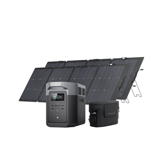 EcoFlow US D2M (Members-only) DELTA 2 Max + 2*220W NextGen Bifacial Solar Panels + Free Bag EcoFlow DELTA 2 Max Portable Power Station