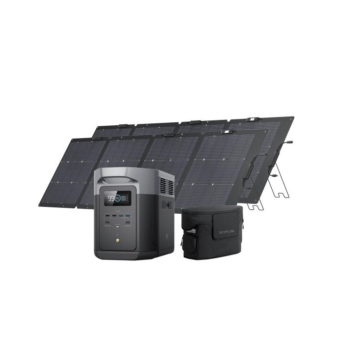 EcoFlow US D2M (Members-only) DELTA 2 Max + 2*220W NextGen Bifacial Solar Panels + Free Bag EcoFlow DELTA 2 Max Portable Power Station